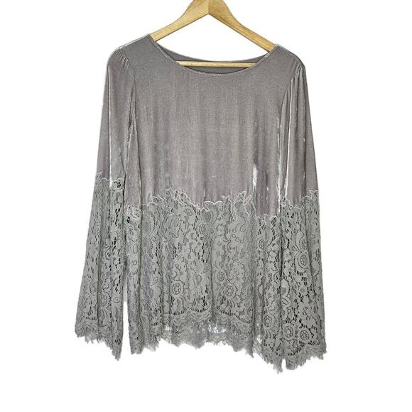 Sundance Womens Lace and Velvet Silk Blend Top Size M Fairy Boho Whimsigoth - Picture 1 of 9